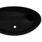 Luxury Ceramic Basin Oval-shaped Sink Black 40 x 33 cm - Top-Down View
