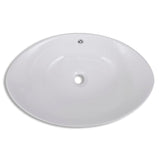 Luxury Ceramic Basin Oval with Overflow 59 x 38.5 cm - Top-Down View