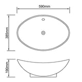 Luxury Ceramic Basin Oval with Overflow 59 x 38.5 cm - Close-Up Angle