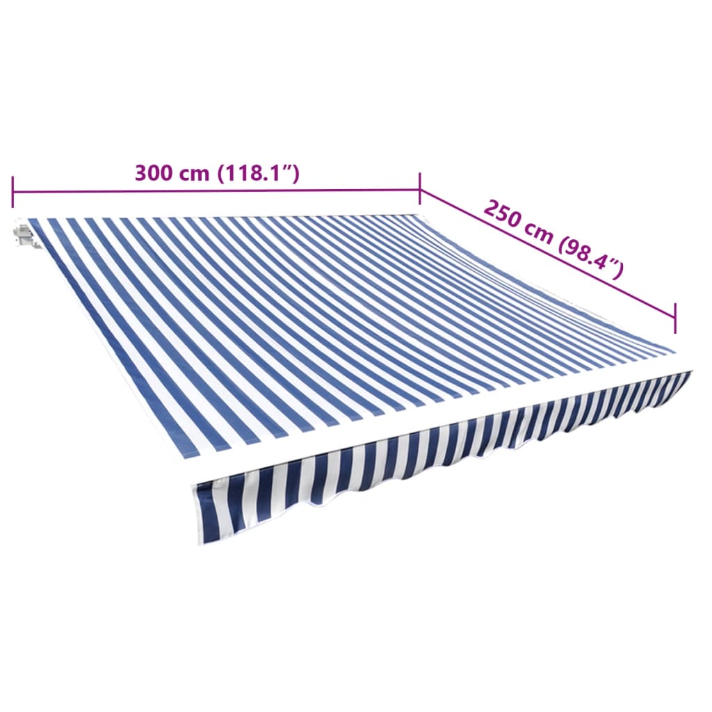 Awning Replacement Fabric Blue and White 300x250 cm Polyester