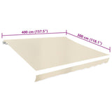 Awning Replacement Fabric Cream 4x3 m Polyester - 45-Degree Angle