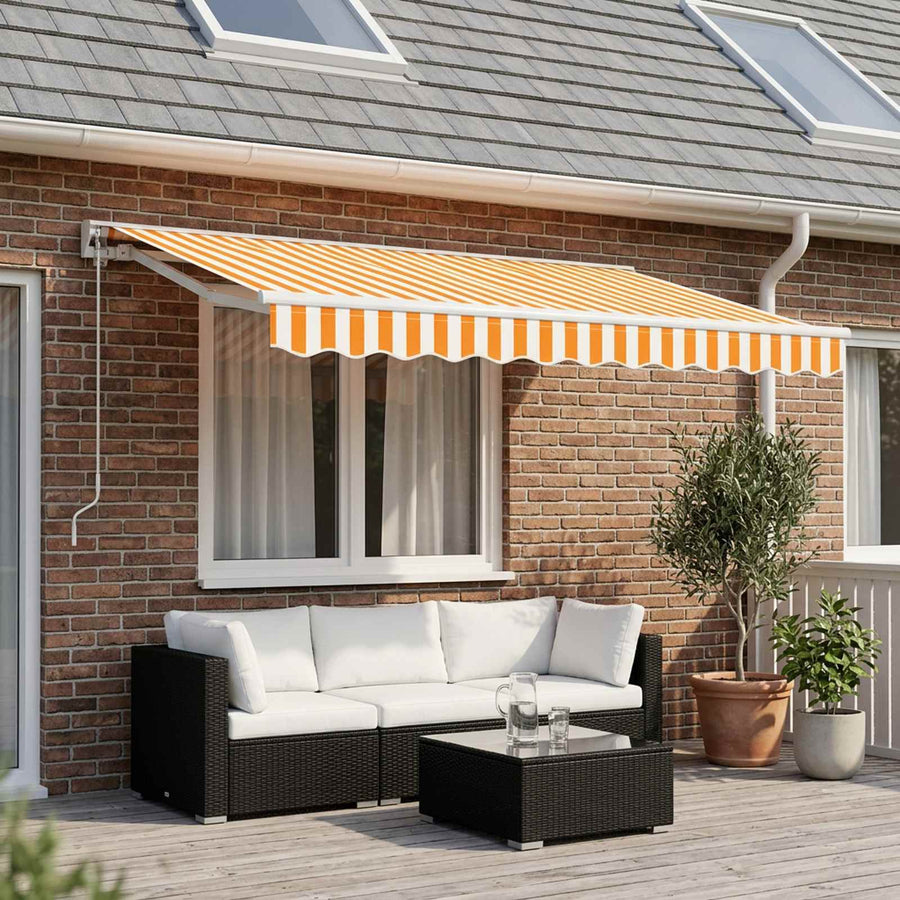 Awning Replacement Fabric Yellow and White 300x250 cm Polyester