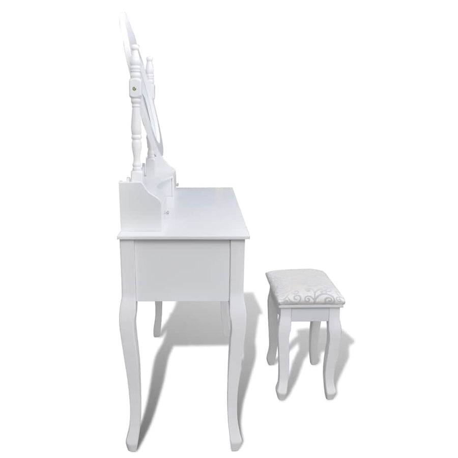 Dressing Table with Mirror and Stool 7 Drawers White