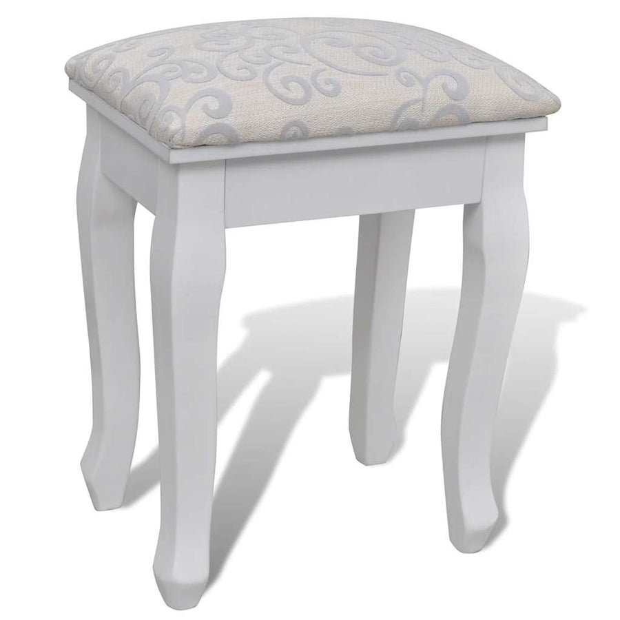 Dressing Table with Mirror and Stool 7 Drawers White