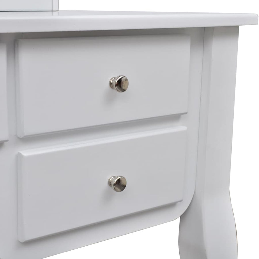 Dressing Table with Mirror and Stool 7 Drawers White