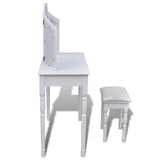 Dressing Table with 3-in-1 Mirror and Stool 2 Drawers White