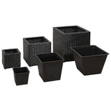 Garden Square Rattan Raised Bed Set 3 pcs Black