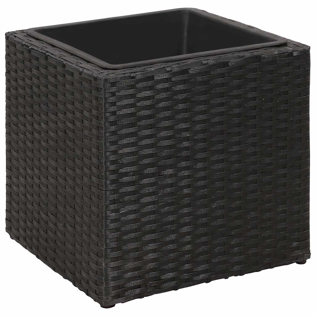Garden Square Rattan Raised Bed Set 3 pcs Black
