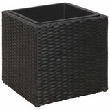 Garden Square Rattan Raised Bed Set 3 pcs Black