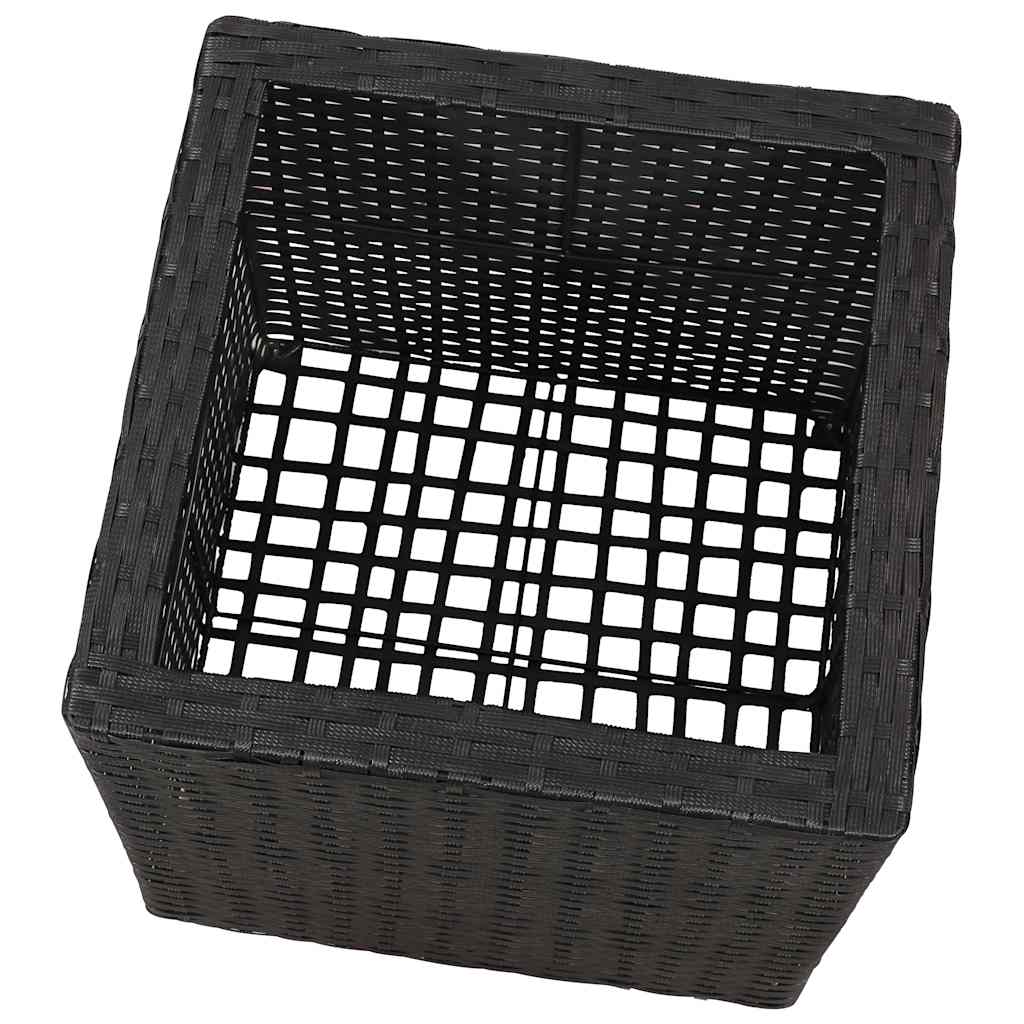 Garden Square Rattan Raised Bed Set 3 pcs Black