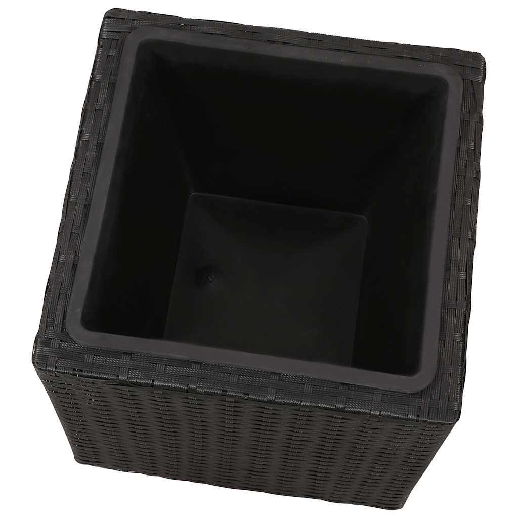 Garden Square Rattan Raised Bed Set 3 pcs Black