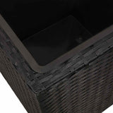 Garden Square Rattan Raised Bed Set 3 pcs Black - Low Angle