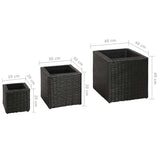 Garden Square Rattan Raised Bed Set 3 pcs Black - Extra Image