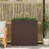 Garden Rectangle Rattan Raised Bed Set Brown