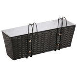 Balcony Trapezoid Rattan Planter 2 pcs Black - Top-Down View