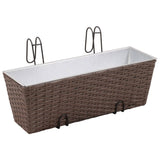 Balcony Trapezoid Rattan Planter Set 50 cm 2 pcs Brown - Front View