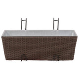 Balcony Trapezoid Rattan Planter Set 50 cm 2 pcs Brown - Side View