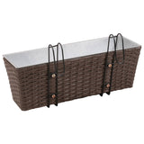 Balcony Trapezoid Rattan Planter Set 50 cm 2 pcs Brown - Top-Down View