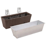 Balcony Trapezoid Rattan Planter Set 50 cm 2 pcs Brown - 45-Degree Angle