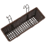 Balcony Trapezoid Rattan Planter Set 50 cm 2 pcs Brown - Rear View