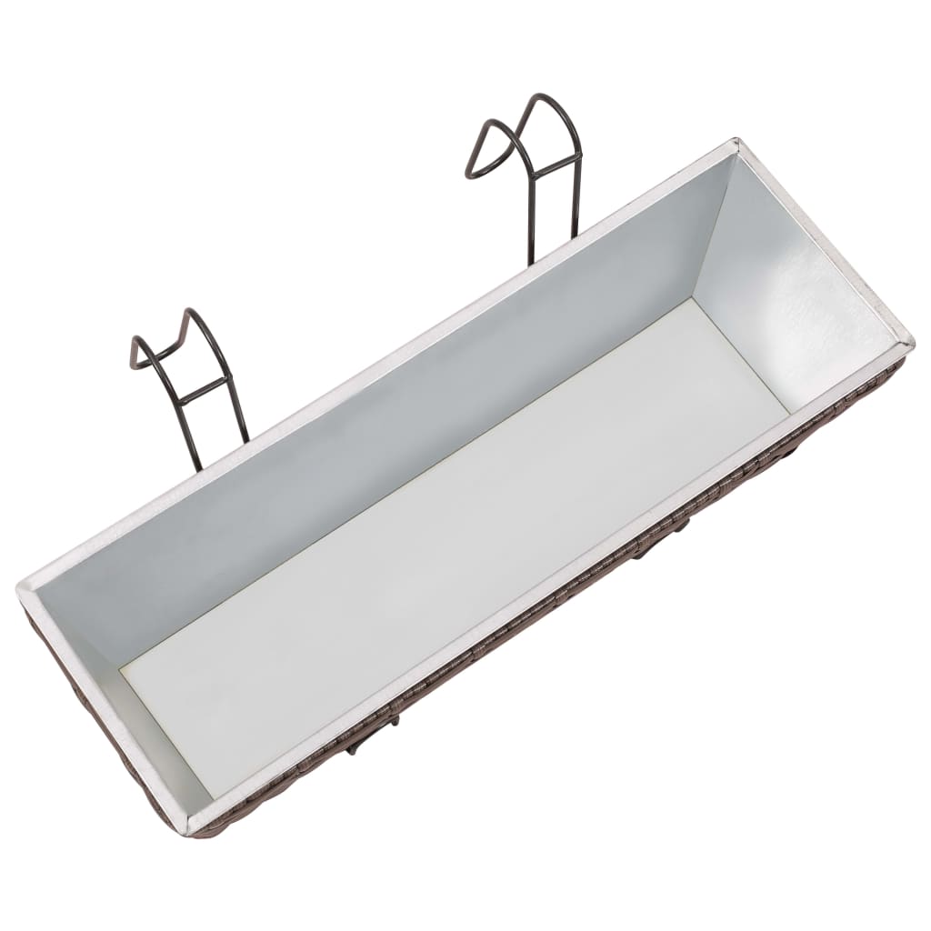 Balcony Trapezoid Rattan Planter Set 50 cm 2 pcs Brown