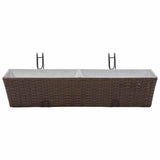 Balcony Trapezoid Rattan Planter Set 80 cm 2 pcs Brown - Side View