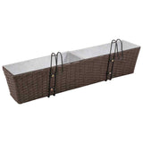 Balcony Trapezoid Rattan Planter Set 80 cm 2 pcs Brown - Top-Down View