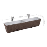 Balcony Trapezoid Rattan Planter Set 80 cm 2 pcs Brown - Low Angle