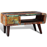Coffee Table with Curved Edge 1 Drawer Reclaimed Wood - Front View