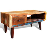 Coffee Table with Curved Edge 1 Drawer Reclaimed Wood - Side View