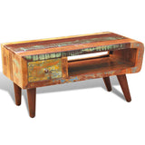 Coffee Table with Curved Edge 1 Drawer Reclaimed Wood - Top-Down View