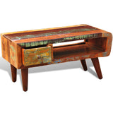 Coffee Table with Curved Edge 1 Drawer Reclaimed Wood - 45-Degree Angle