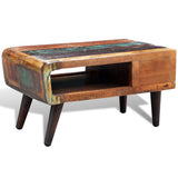 Coffee Table with Curved Edge 1 Drawer Reclaimed Wood - Rear View
