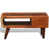 Coffee Table with Curved Edge 1 Drawer Reclaimed Wood - Close-Up Angle