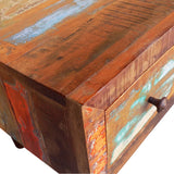 Coffee Table with Curved Edge 1 Drawer Reclaimed Wood - Low Angle