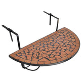 Hanging Balcony Table Terracotta Mosaic - Front View