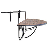 Hanging Balcony Table Terracotta Mosaic - Side View