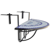 Hanging Balcony Table Blue And White Mosaic - Side View