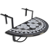 Hanging Balcony Table Black And White Mosaic - Front View