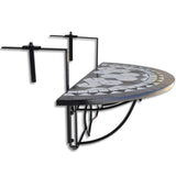 Hanging Balcony Table Black And White Mosaic - Side View