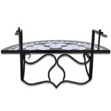 Hanging Balcony Table Black And White Mosaic - 45-Degree Angle