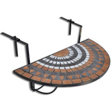 Hanging Balcony Table Terracotta And White Mosaic - Front View