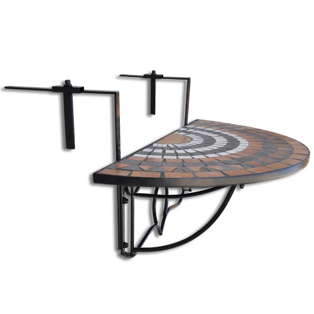 Hanging Balcony Table Terracotta And White Mosaic
