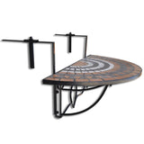 Hanging Balcony Table Terracotta And White Mosaic - Side View