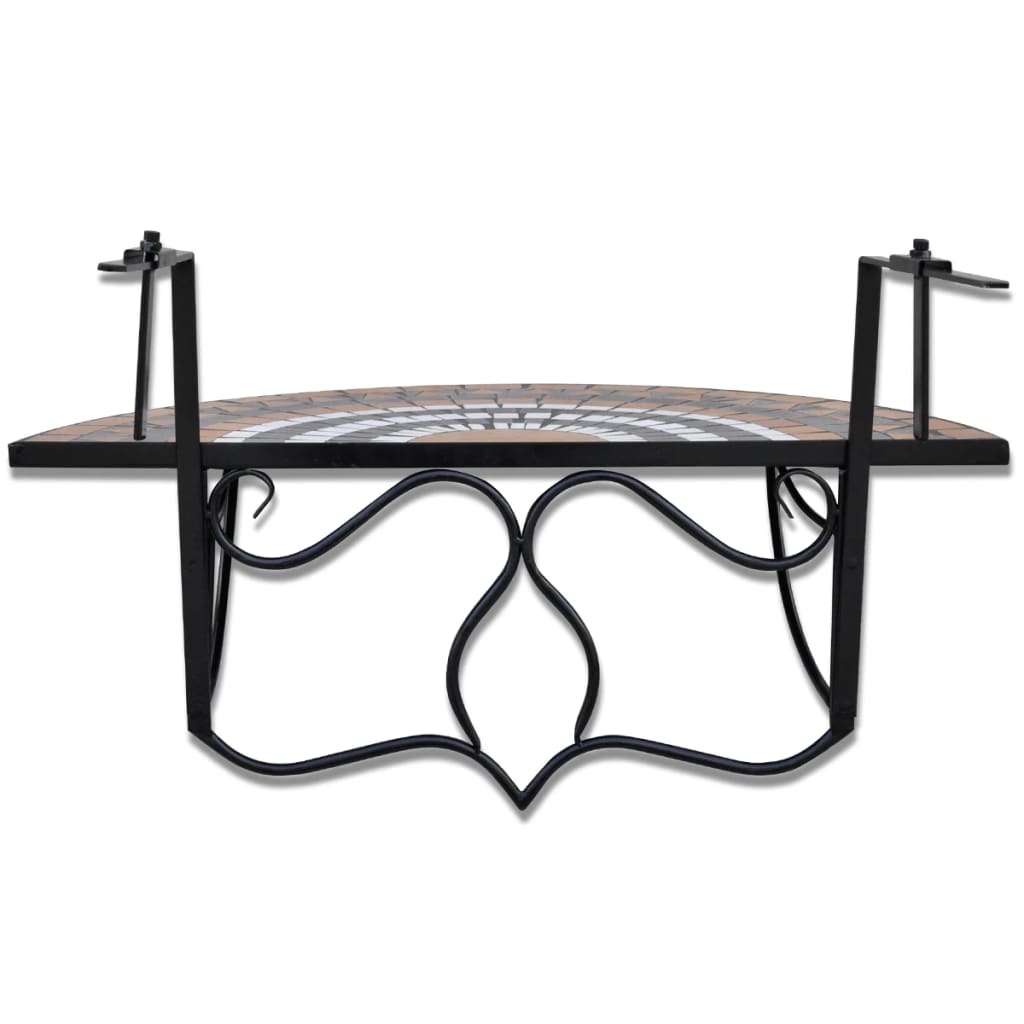 Hanging Balcony Table Terracotta And White Mosaic