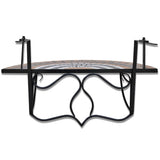 Hanging Balcony Table Terracotta And White Mosaic - 45-Degree Angle