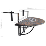 Hanging Balcony Table Terracotta And White Mosaic - Rear View