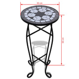 Mosaic Plant Table Black and White - 45-Degree Angle