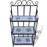 Plant Stand Plant Display Blue White Mosaic Pattern - Front View