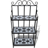 Plant Stand Plant Display Black White Mosaic Pattern